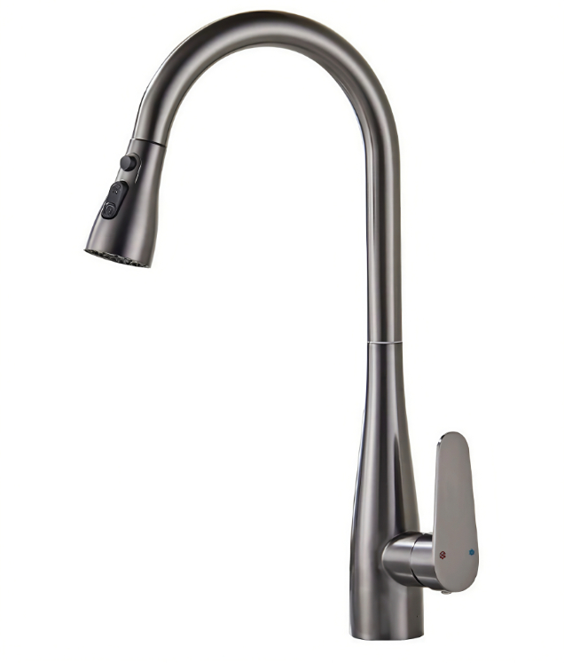 Gunmetal Gray High-Arc Gooseneck Kulul iyo Qabow Jikada Tubada ka soo baxaysa